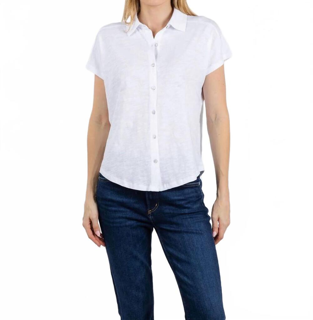 NEW ELLIOTT LAUREN bella button front tee in white